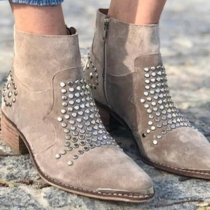 Women's Pointed Toe Stud Boots - VibreMode