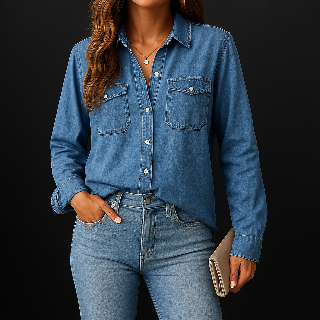 Women's Denim Button-Down Shirt