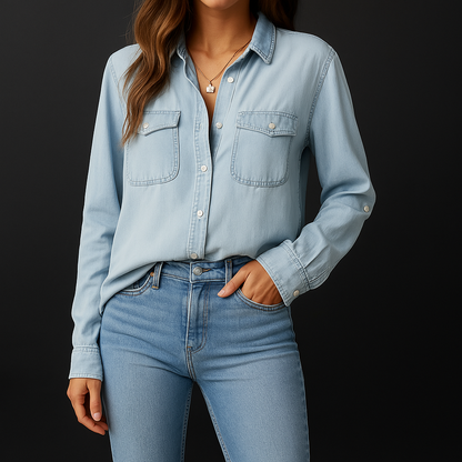 Women's Denim Button-Down Shirt
