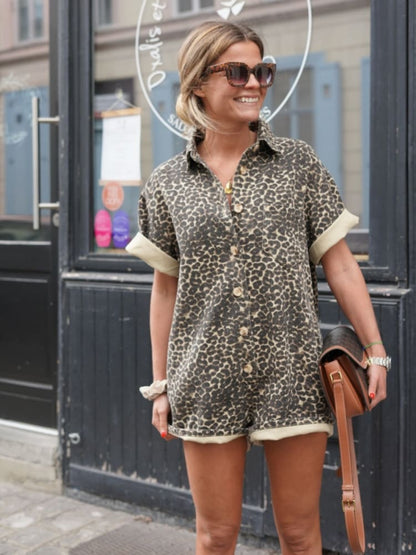 Women's Mini Cheetah Print Romper Casual
