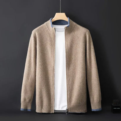 Men's Cashmere Zip Jacket Warm Beige