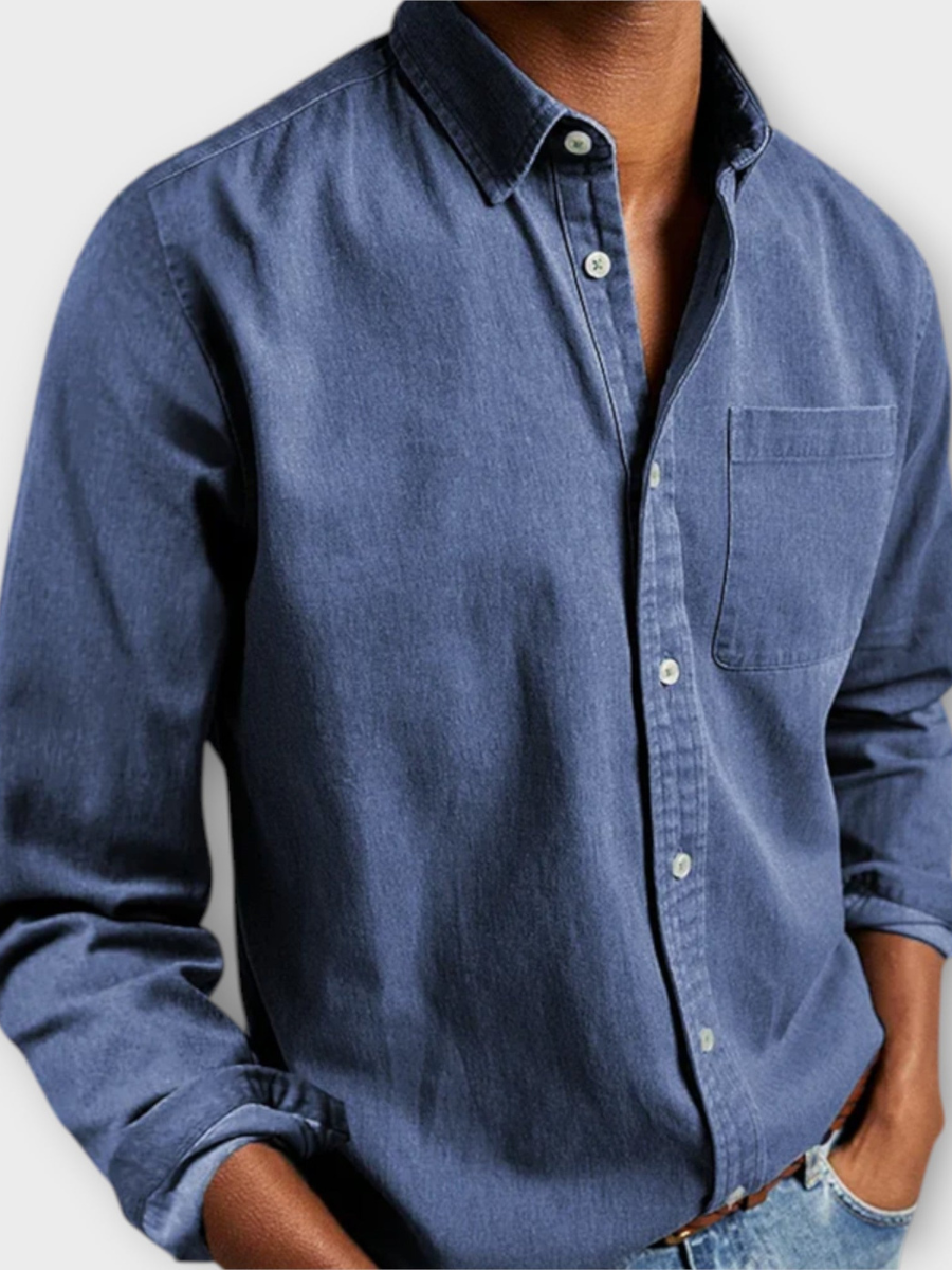 Men's Long Sleeve Dress Shirt With Chest Pocket - VibreMode