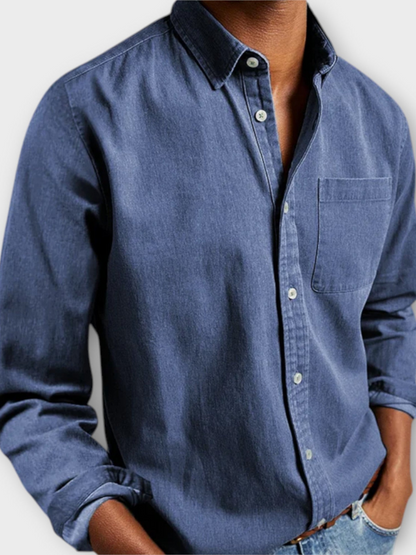 Men's Long Sleeve Dress Shirt With Chest Pocket - VibreMode