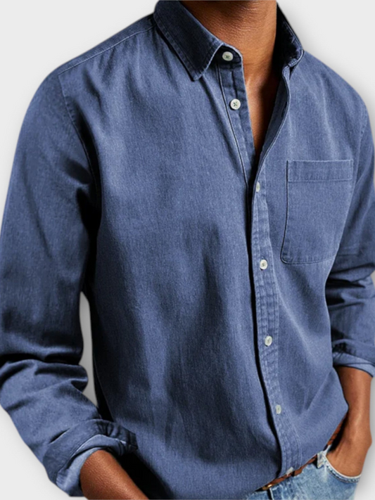 Men's Long Sleeve Dress Shirt With Chest Pocket - VibreMode