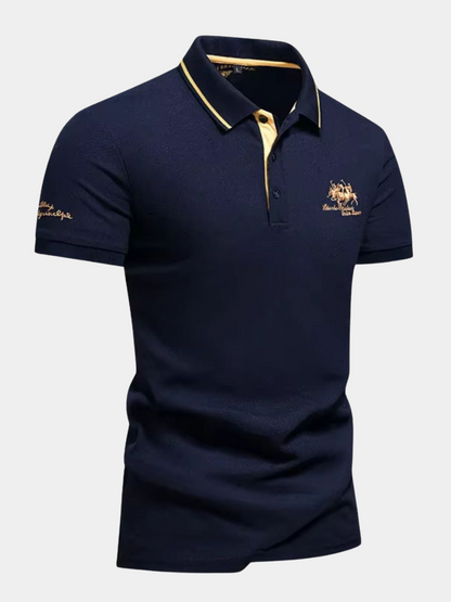 Men's Polo Shirt Short Sleeve Contrast Collar Embroidered - VibreMode