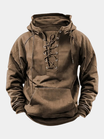 Men's Hoodie Lace Up Front Design - VibreMode
