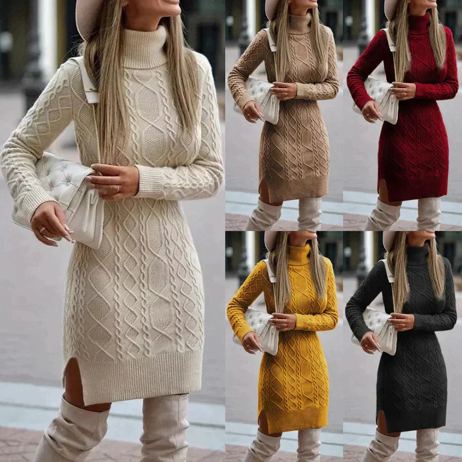 Classic Crew Neck Winter Sweater Dress