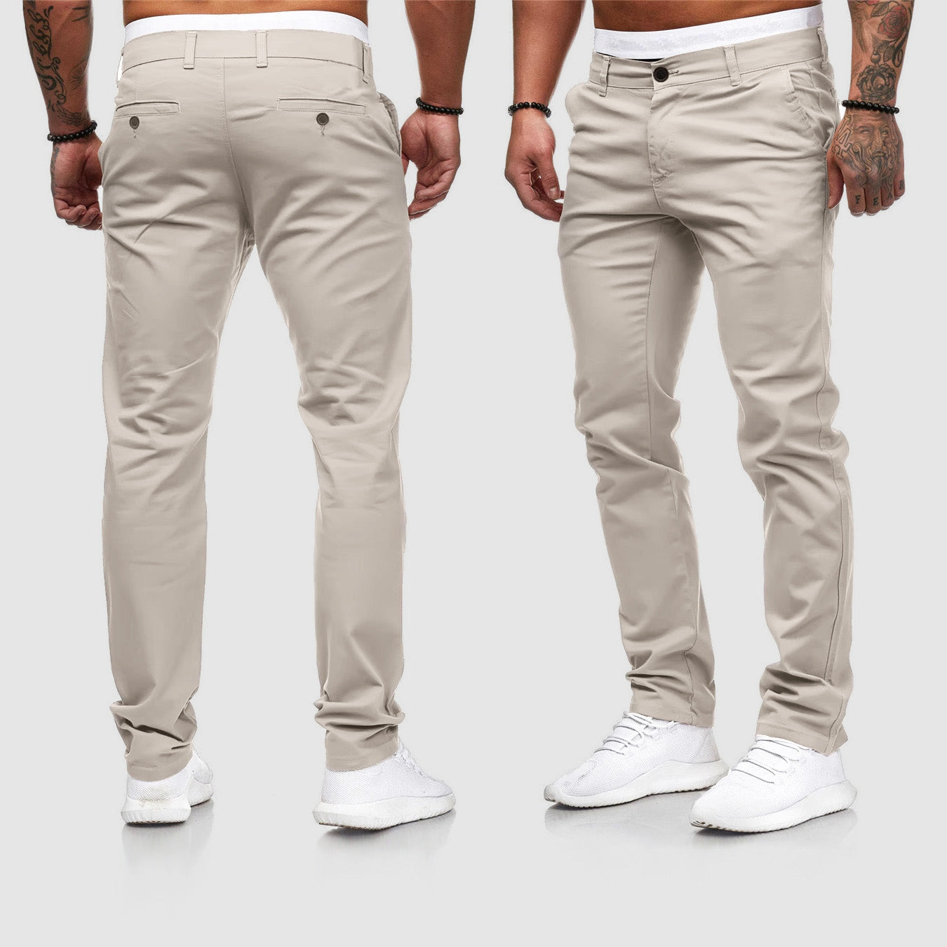 Men's Slim Fit Straight Leg Casual Pants - VibreMode