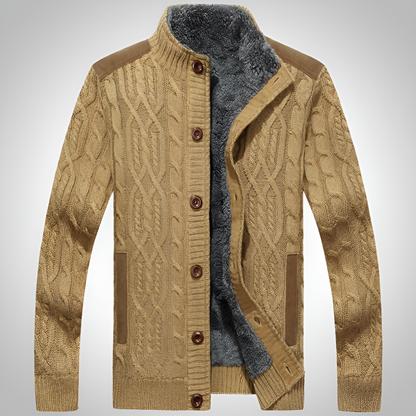 Men's Knit Jacket Plush Lined Warm - VibreMode