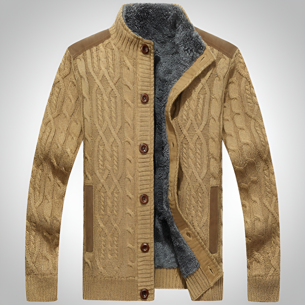 Men's Knit Jacket Plush Lined Thermal - VibreMode