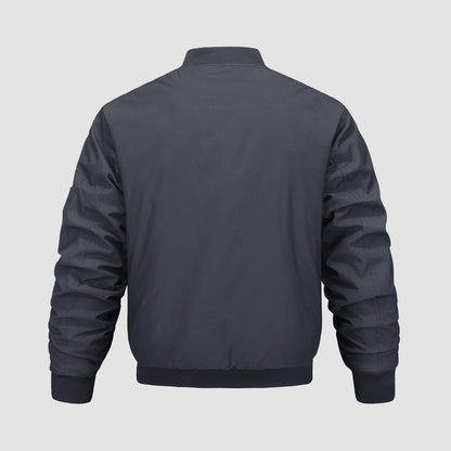 Men's Quilted Bomber Jacket Windproof Nylon Black