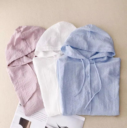 Women's Long Sleeve Hooded Blouse