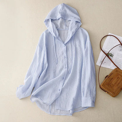 Women's Long Sleeve Hooded Blouse - VibreMode