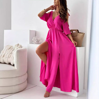 Women's V-Neck Dress Side Split