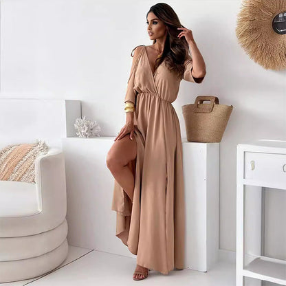 Women's V-Neck Dress Side Split