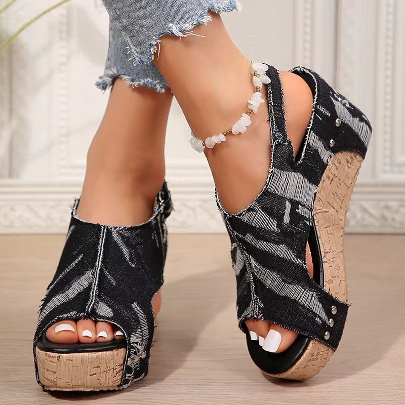 Natural Cork High Heel Sandals - VibreMode