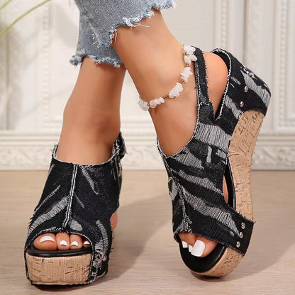 Anika Women's Cork Wedge Sandals - VibreMode