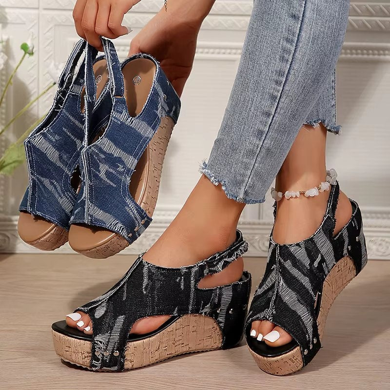 Natural Cork High Heel Sandals
