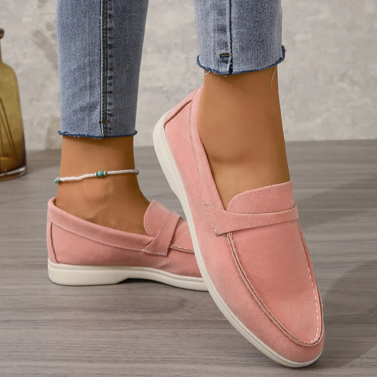 Brown Leather Slip On Shoes