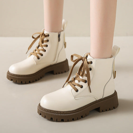 Women's Round Toe Boots Side Zipper - VibreMode