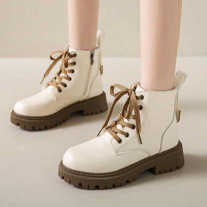 Women's Round Toe Boots Side Zipper - VibreMode