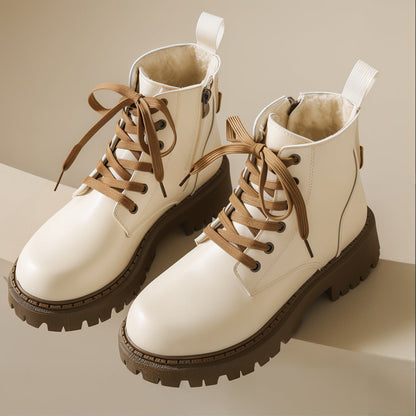 Women's Round Toe Boots Side Zipper