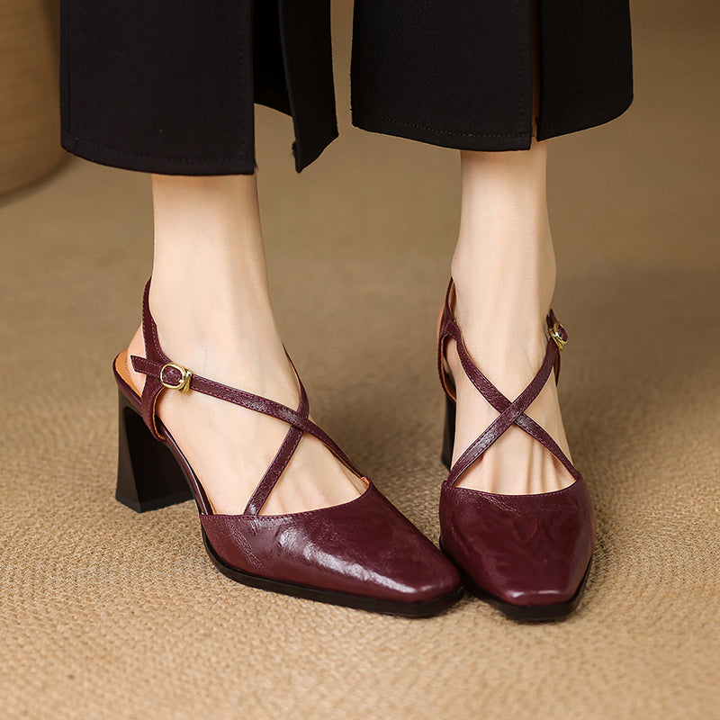 Authentic Leather High Heel Shoes