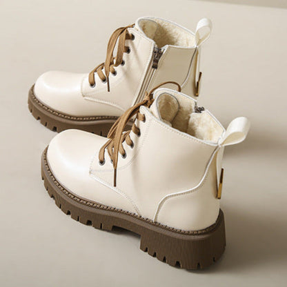 Women's Ankle Boots Side Zip Lace Up