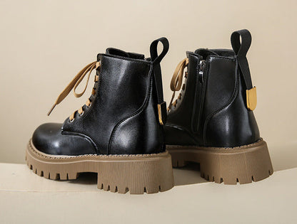 Women's Round Toe Boots Side Zipper