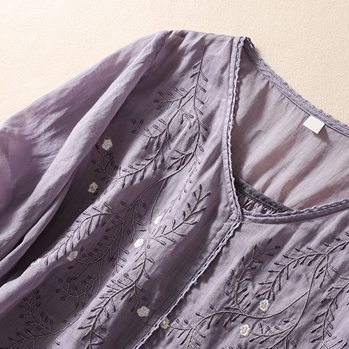 Women's V-Neck Linen Blouse