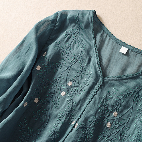 Women's V-Neck Linen Blouse