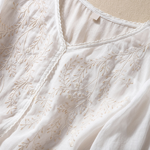 Women's V-Neck Linen Blouse