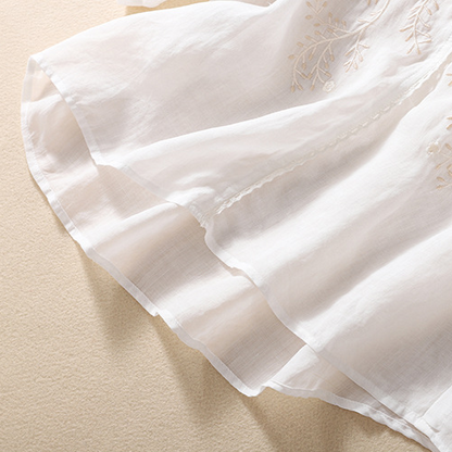 Women's V-Neck Linen Blouse