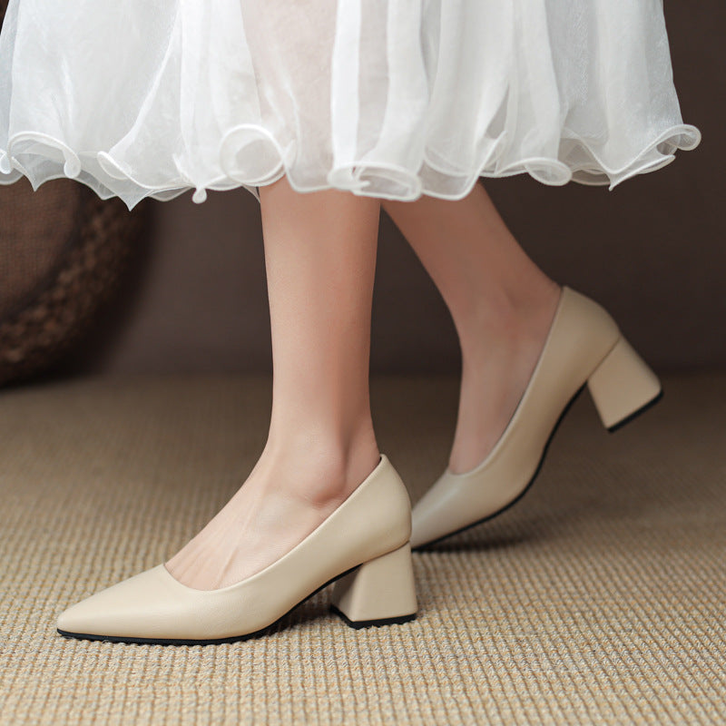 Elegant Genuine Leather High Heels