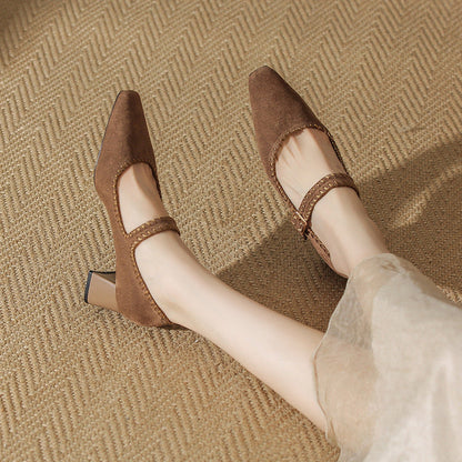 Ankle Suede High Heels