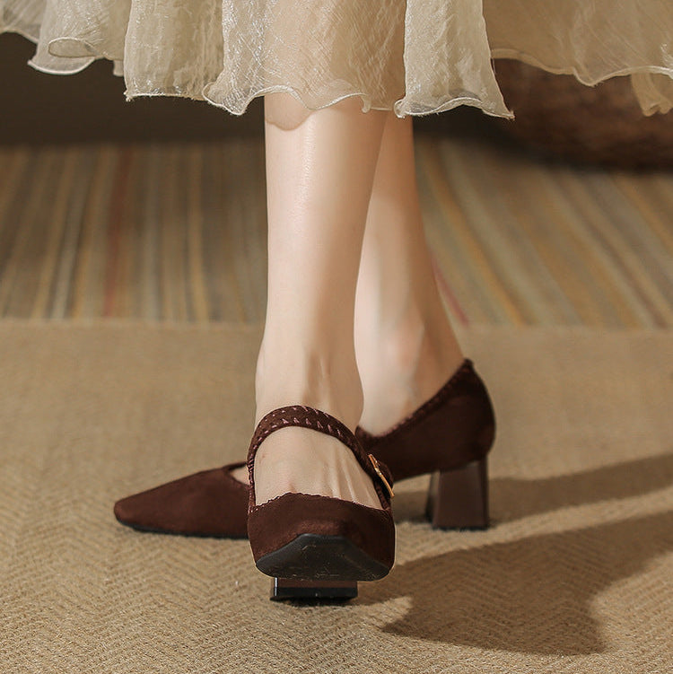 Ankle Suede High Heels