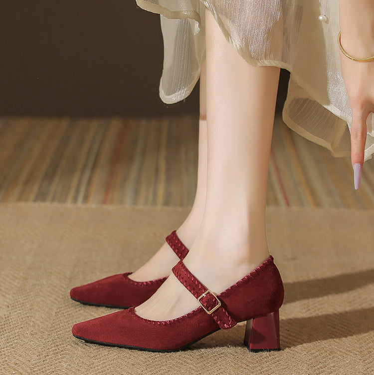 Ankle Suede High Heels