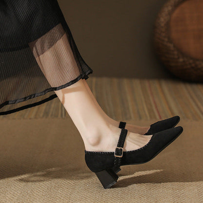Ankle Suede High Heels