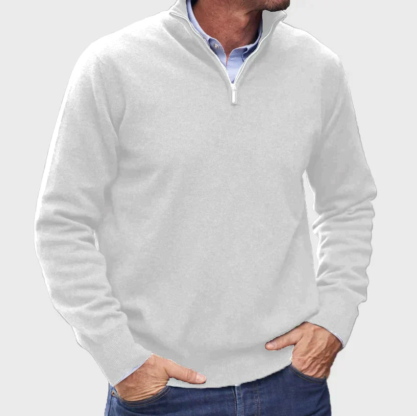 Men's Knit Half-Zip Jumper Ribbed Cuffs
