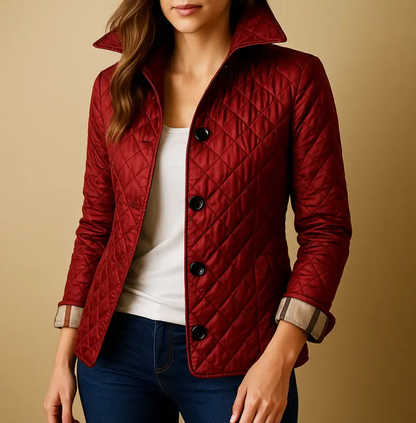 Women's Quilted Diamond Jacket Winter Coat - VibreMode