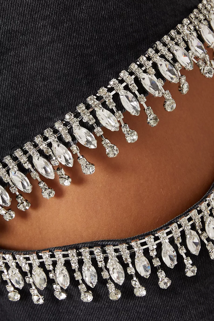 Women's Crystal Embellished Slit Jeans