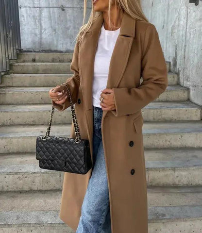 Double-Breasted Winter Coat for Women – Elegant & Structured-Caliboot