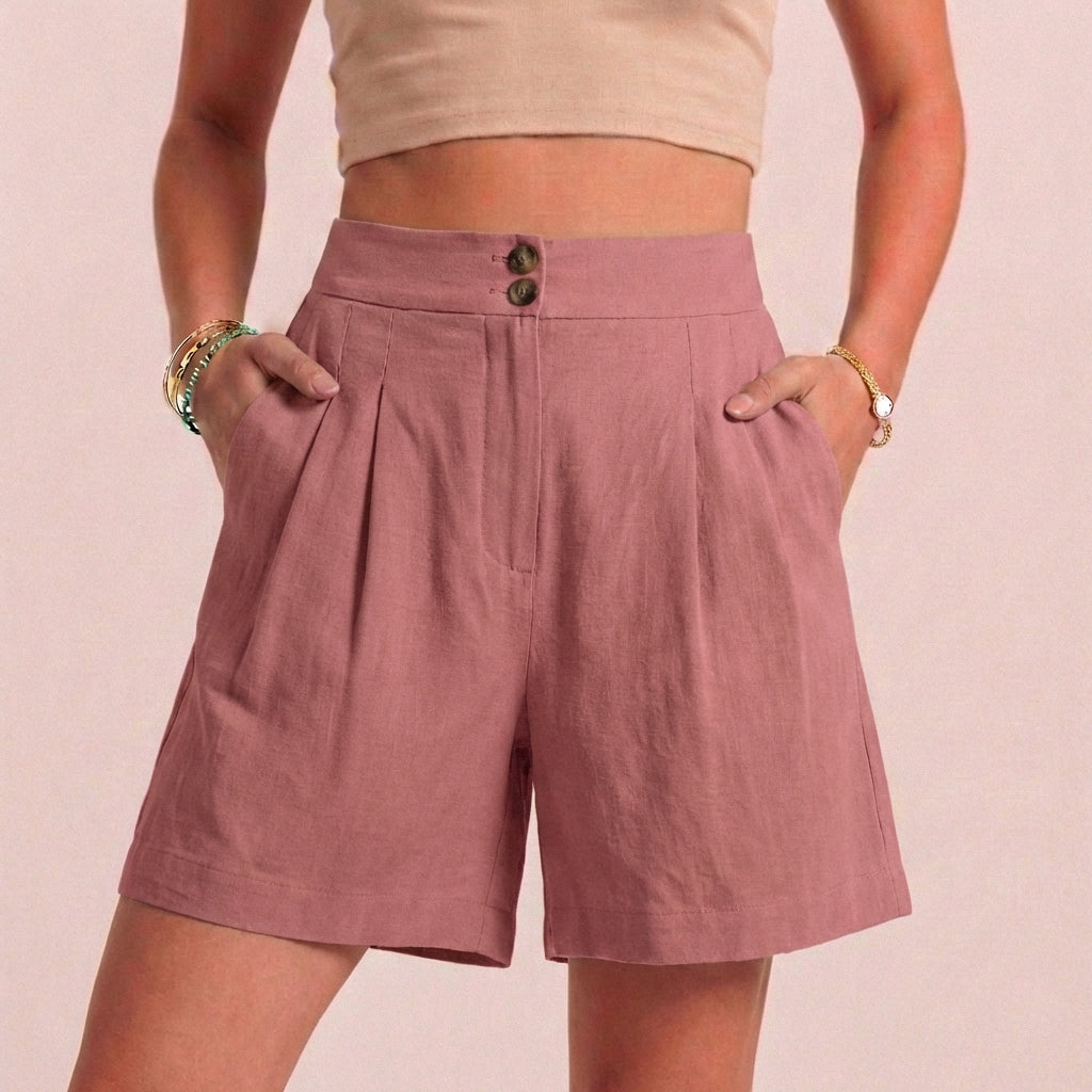 Women's Relaxed Fit Paperbag Shorts Tailored Pockets
