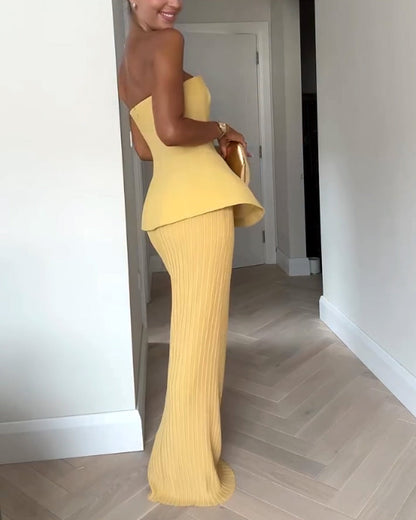 Strapless Maxi Dress Elegant Formal Wear
