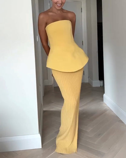 Strapless Maxi Dress Elegant Formal Wear