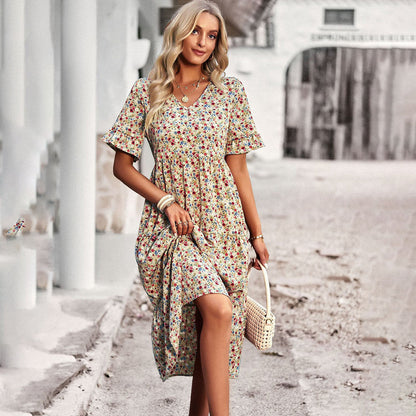 Gillian Women's Floral Midi Dress - VibreMode