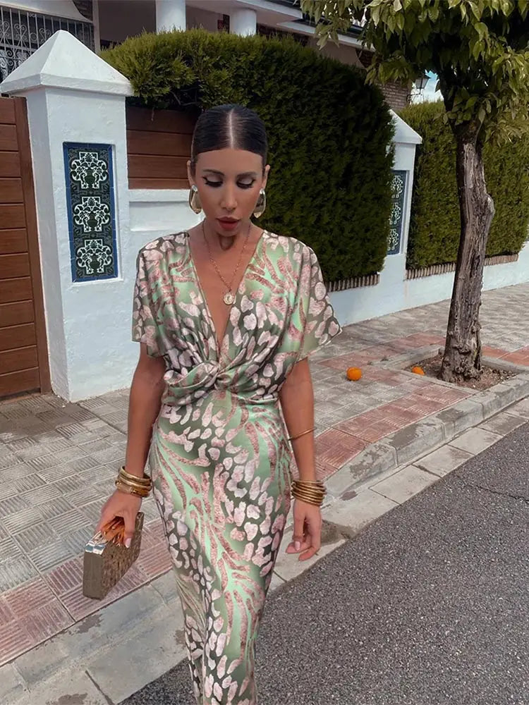 Women's Short Sleeve Printed Summer Dress - VibreMode