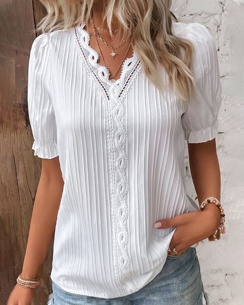 Women's Lace Blouse V-Neck