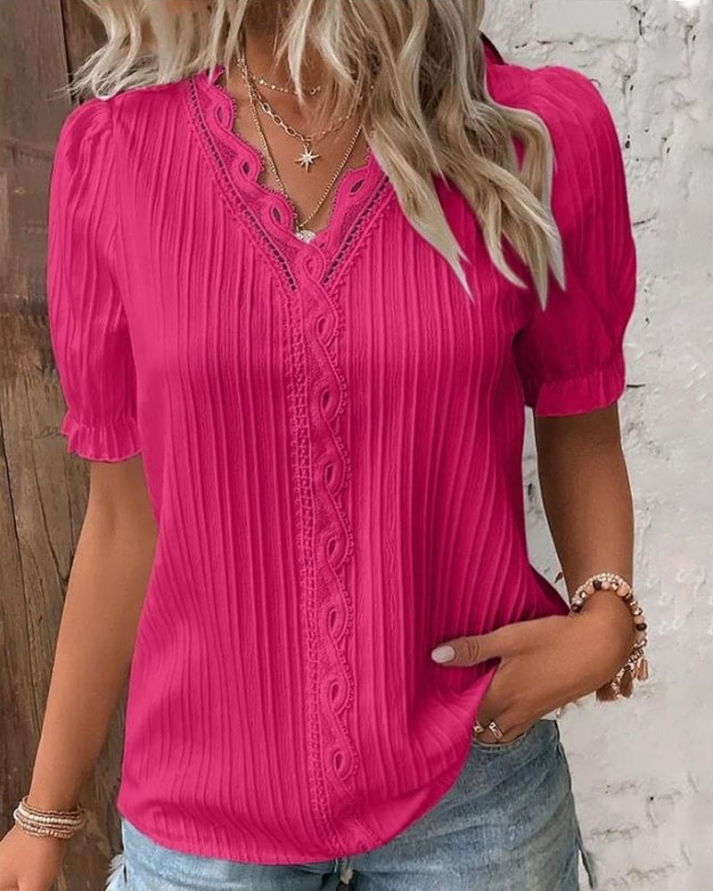 Women's Lace Blouse V-Neck - VibreMode