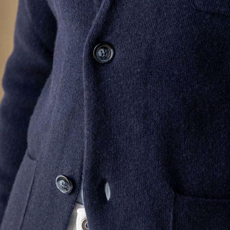 Men's Classic Elegant Knitted Jacket - Premium Poly-Blend, Two-Button Closure